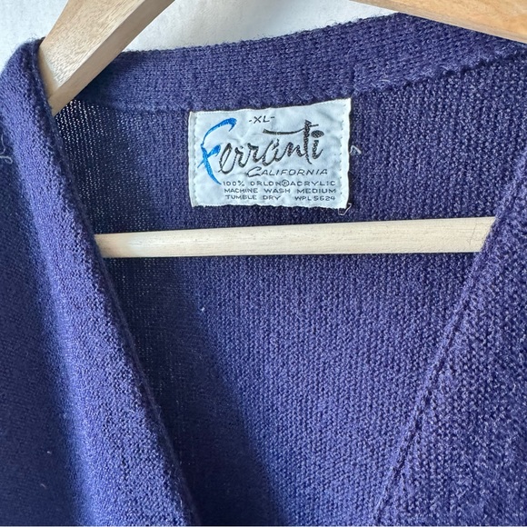 Vintage 70s Ferranti Orlon Knit Navy Cardigan - Picture 2 of 10